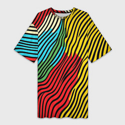 Женская длинная футболка Абстрактные цветные линии