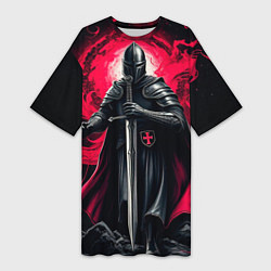 Футболка женская длинная Рыцарь-крестоносец ордена красной звезды, цвет: 3D-принт