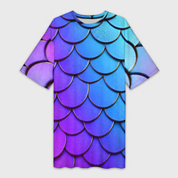 Футболка женская длинная Градиент на чешуе, цвет: 3D-принт