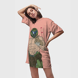 Футболка женская длинная Палач рока с кроликом, цвет: 3D-принт — фото 2