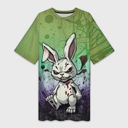 Футболка женская длинная Безумный кролик хулиган, цвет: 3D-принт