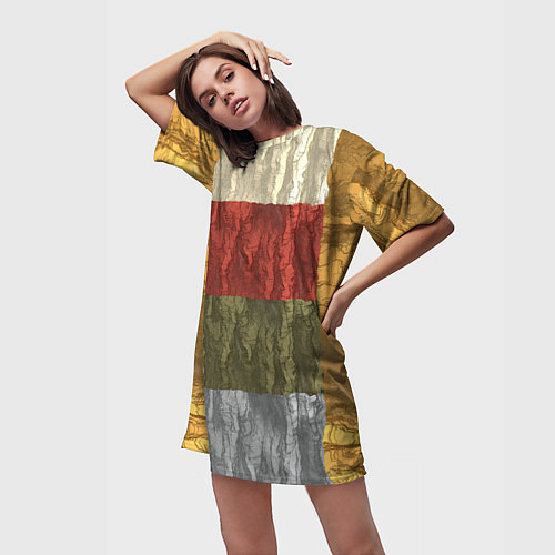 Женская длинная футболка Цветной узор абстрактная графика / 3D-принт – фото 3