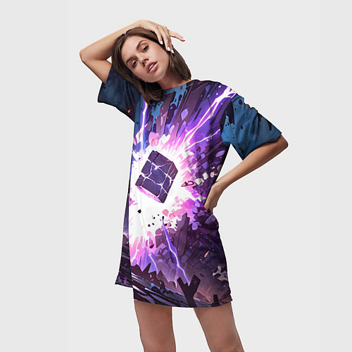 Женская длинная футболка Магический куб / 3D-принт – фото 3