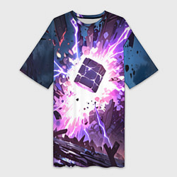 Футболка женская длинная Магический куб, цвет: 3D-принт
