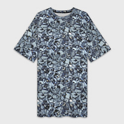 Футболка женская длинная Серо-голубой мелкий камень текстура, цвет: 3D-принт