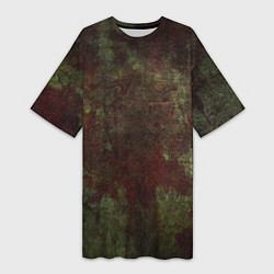 Женская длинная футболка Абстракция - green fabric soaked in red paint