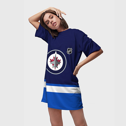Женская длинная футболка Виннипег Джетс хоккей / 3D-принт – фото 3