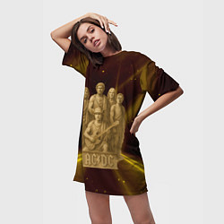 Футболка женская длинная ACDC стиль памятника, цвет: 3D-принт — фото 2