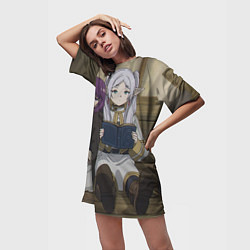 Футболка женская длинная Фрирен вместе с Ферн, цвет: 3D-принт — фото 2