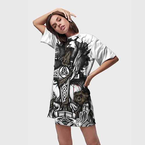 Женская длинная футболка Языческий бог воинов / 3D-принт – фото 3
