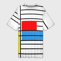Футболка женская длинная В стиле мондриана, цвет: 3D-принт