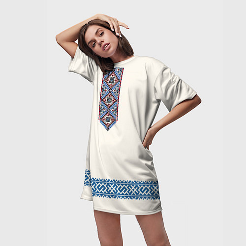 Женская длинная футболка Обережник - вышиванка / 3D-принт – фото 3