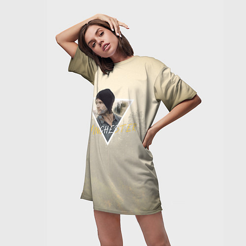 Женская длинная футболка Sam winchester - supernatural / 3D-принт – фото 3