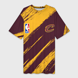 Футболка женская длинная Кливленд Кавальерс - команда НБА, цвет: 3D-принт
