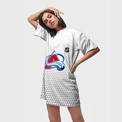 Футболка женская длинная Колорадо Эвеланш - белый геометрический градиент, цвет: 3D-принт — фото 2