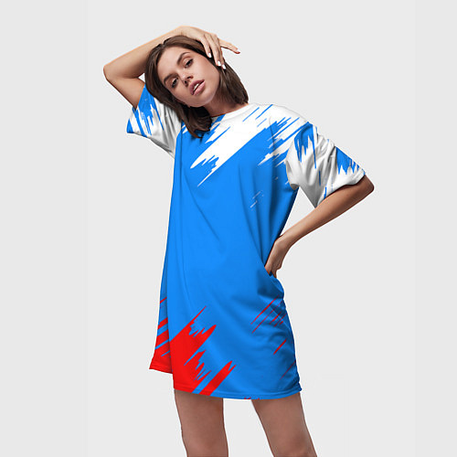 Женская длинная футболка Патриот Россия - флаг / 3D-принт – фото 3