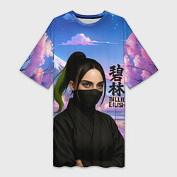 Футболка женская длинная Ниндзя Билли Айлиш, цвет: 3D-принт