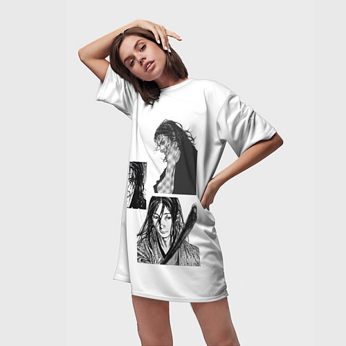 Женская длинная футболка Миямото Мусаси, Vagabond / 3D-принт – фото 3