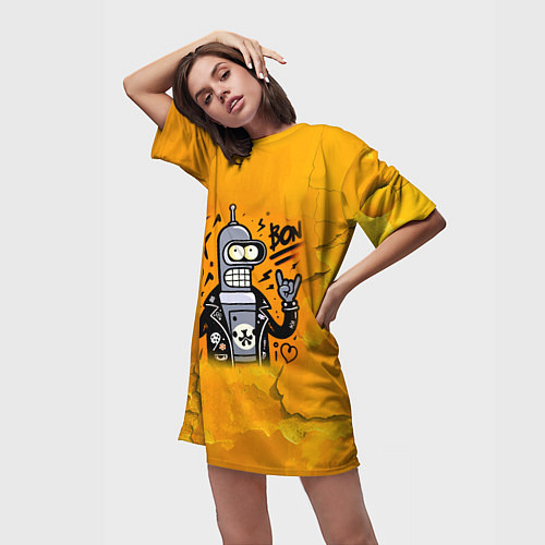 Женская длинная футболка Cool Bender - graffiti / 3D-принт – фото 3