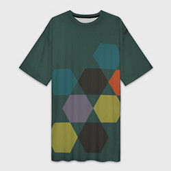 Женская длинная футболка Кластер зеленая ночь