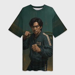 Футболка женская длинная Игрок 218 в боевой стойке, цвет: 3D-принт