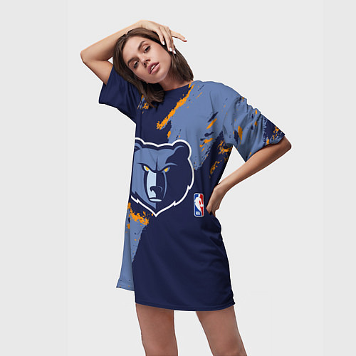 Женская длинная футболка Мемфис Гриззлис - логотип команды / 3D-принт – фото 3