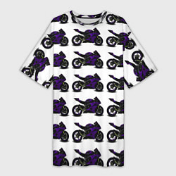 Футболка женская длинная The motorcycle is dark purple, цвет: 3D-принт