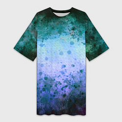Футболка женская длинная Абстракция - blue-green acid, цвет: 3D-принт