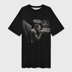 Футболка женская длинная Честер Беннингтон - LP angel, цвет: 3D-принт