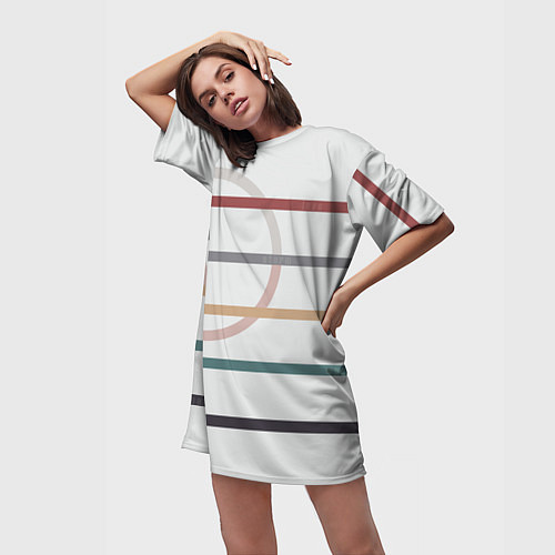 Женская длинная футболка Stripes and circle / 3D-принт – фото 3