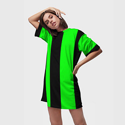 Футболка женская длинная Color green black line, цвет: 3D-принт — фото 2