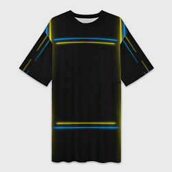 Футболка женская длинная Neon yellow blue, цвет: 3D-принт