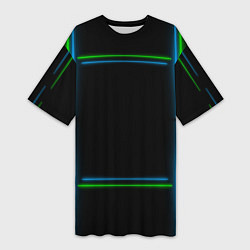 Футболка женская длинная Neon green light blue, цвет: 3D-принт