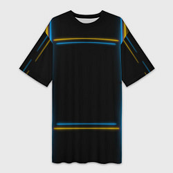 Женская длинная футболка Neon yellow light blue