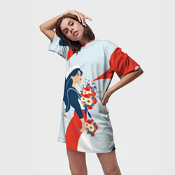 Футболка женская длинная Морячка встречает своего, цвет: 3D-принт — фото 2