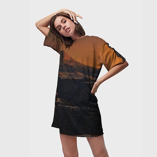 Женская длинная футболка Эльбрус / 3D-принт – фото 3