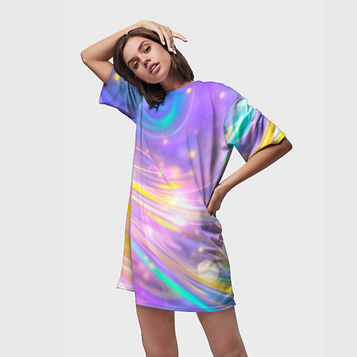 Женская длинная футболка Волшебный мистический космос / 3D-принт – фото 3