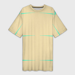 Женская длинная футболка Color beige green stripes