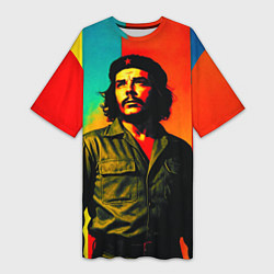 Футболка женская длинная Че Гевара поп-арт 1970-е, цвет: 3D-принт