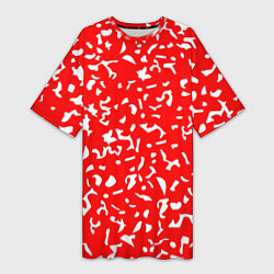 Футболка женская длинная Красный яркий камуфляж, цвет: 3D-принт
