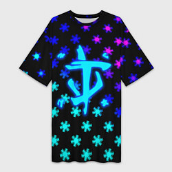 Футболка женская длинная Doom winter neon, цвет: 3D-принт