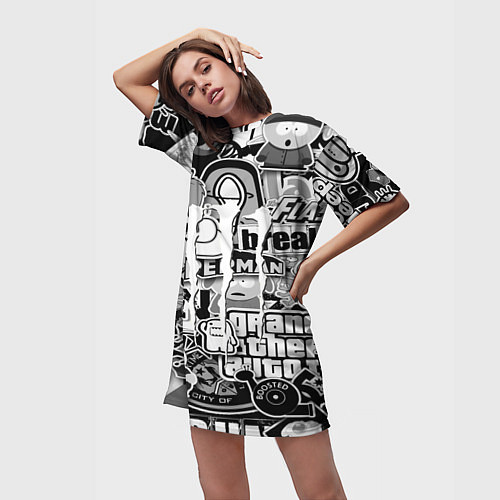 Женская длинная футболка Monster energy trend black / 3D-принт – фото 3