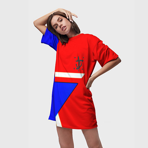 Женская длинная футболка Doom star geometry / 3D-принт – фото 3