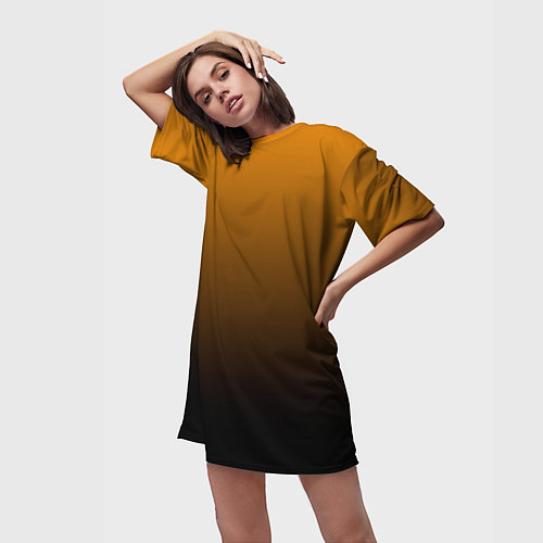 Женская длинная футболка Orange gradient / 3D-принт – фото 3
