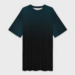 Футболка женская длинная Морская глубина в чёрном, цвет: 3D-принт