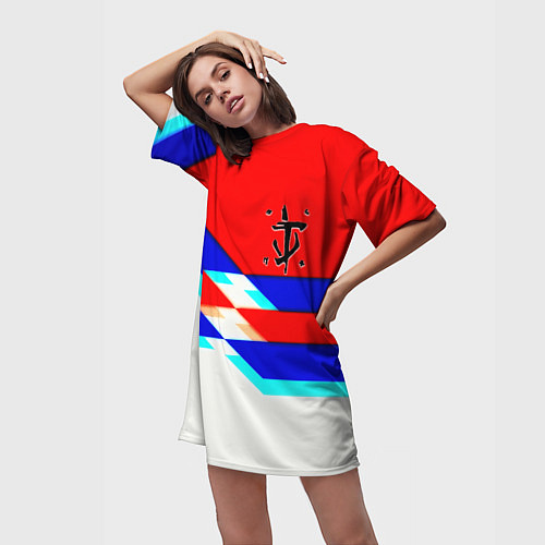 Женская длинная футболка Doom geometry cyber sport / 3D-принт – фото 3