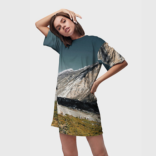 Женская длинная футболка Фардык-Кешене / 3D-принт – фото 3