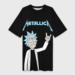 Футболка женская длинная Metallica и Рик рокер из Рик и Морти, цвет: 3D-принт