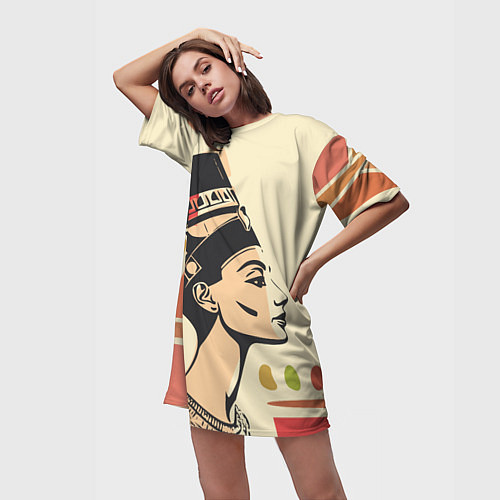Женская длинная футболка Нефертити / 3D-принт – фото 3