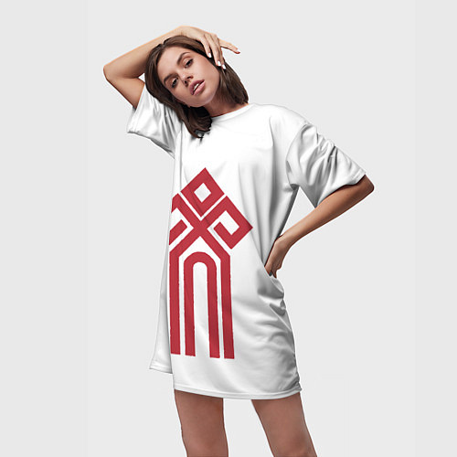 Женская длинная футболка Чур - Славянская Русь / 3D-принт – фото 3